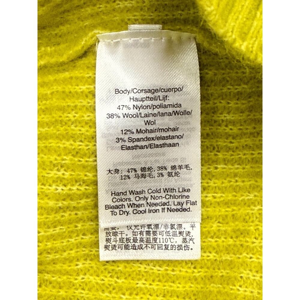 Dkny Sweater Womens L Citronella Wool Blend Knit Funnel Neck Drop Shoulder NWT - Picture 9 of 12
